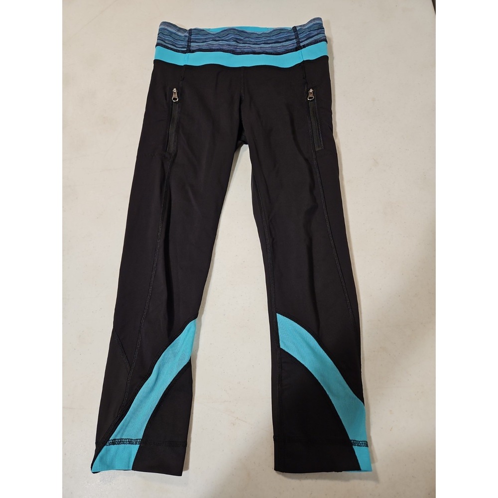 Lululemon Inspire Tight II Black Space Dye Twist Blue Womens 4 Mesh Luxtreme(142